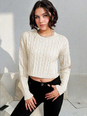 KOTTY Self Design High Neck Casual Women White Sweater 