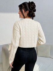 KOTTY Self Design High Neck Casual Women White Sweater 