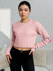 KOTTY Self Design High Neck Casual Women Pink Sweater 