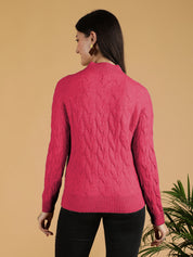 KOTTY Woven Collared Neck Casual Women Red Sweater 
