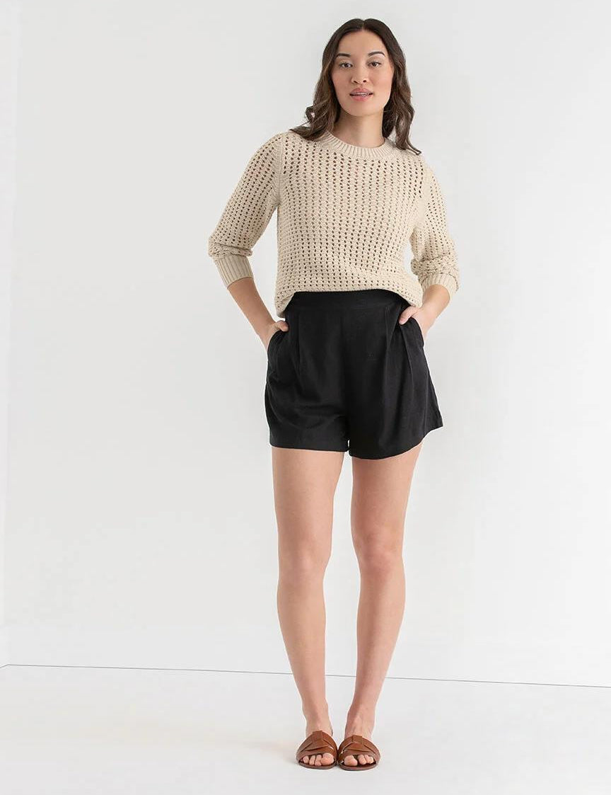 KOTTY Solid Round Neck Casual Women Beige Sweater 