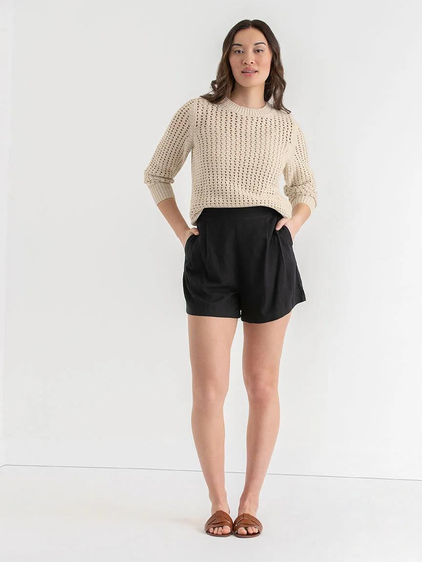 KOTTY Solid Round Neck Casual Women Beige Sweater 
