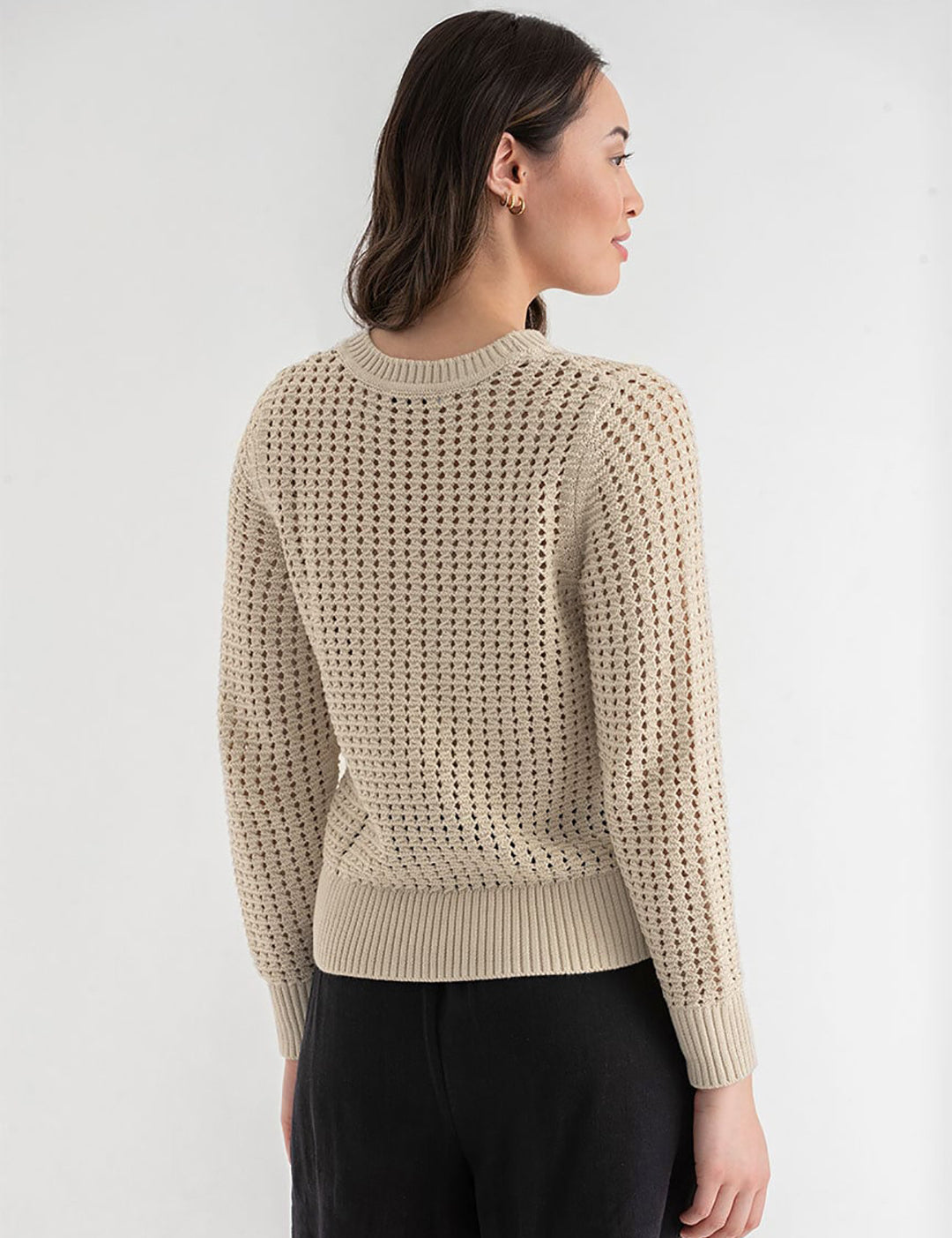 KOTTY Solid Round Neck Casual Women Beige Sweater 