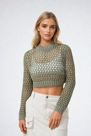 KOTTY Self Design Round Neck Casual Women Grey Sweater 