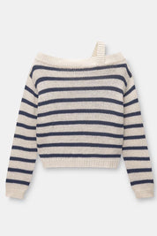 KOTTY Striped One Shoulder Neck Casual Women Multicolor Sweater 