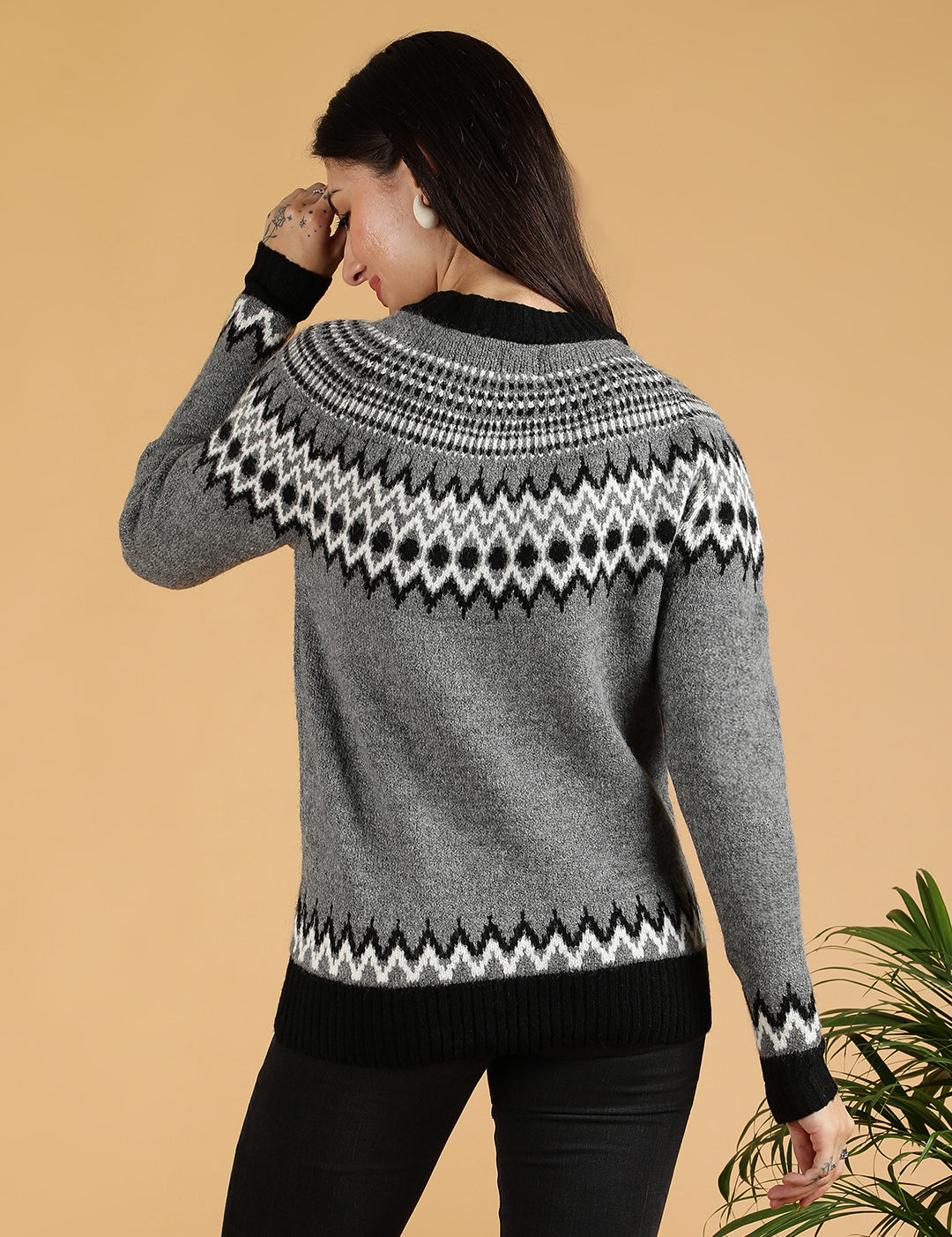 KOTTY Colorblock High Neck Casual Women Multicolor Sweater 