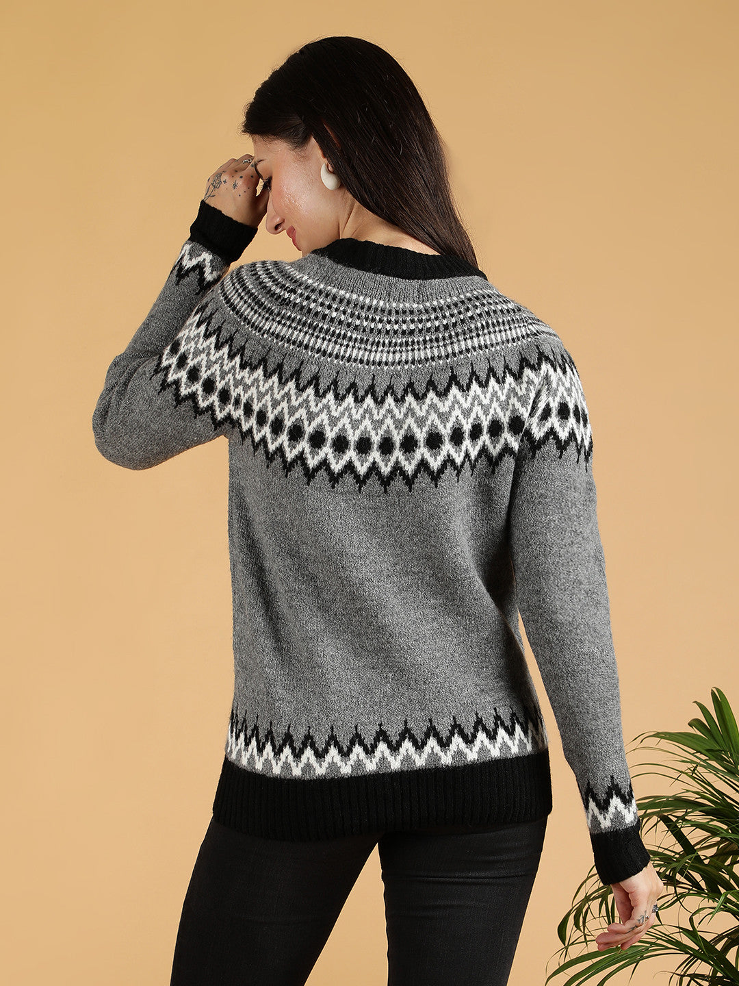 KOTTY Colorblock High Neck Casual Women Multicolor Sweater 