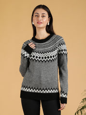 KOTTY Colorblock High Neck Casual Women Multicolor Sweater 