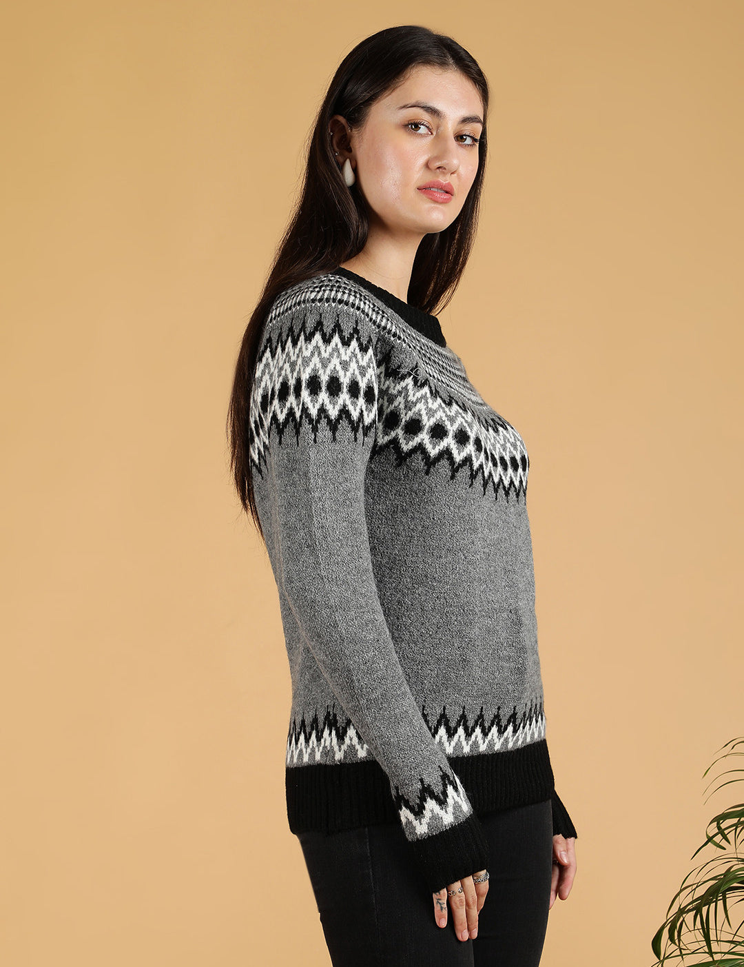 KOTTY Colorblock High Neck Casual Women Multicolor Sweater 
