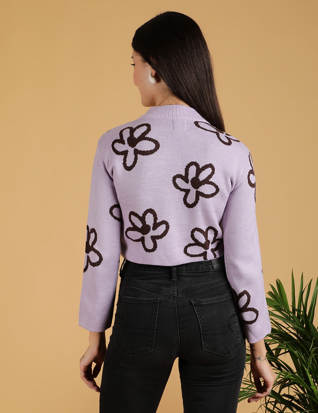 KOTTY Printed High Neck Casual Women Multicolor Sweater 