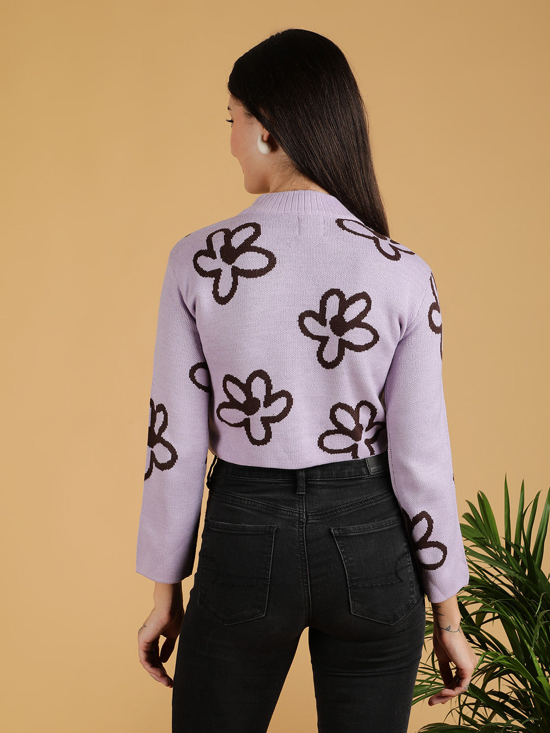 KOTTY Printed High Neck Casual Women Multicolor Sweater 