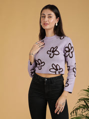 KOTTY Printed High Neck Casual Women Multicolor Sweater 