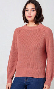 KOTTY Self Design Round Neck Casual Women Pink Sweater 