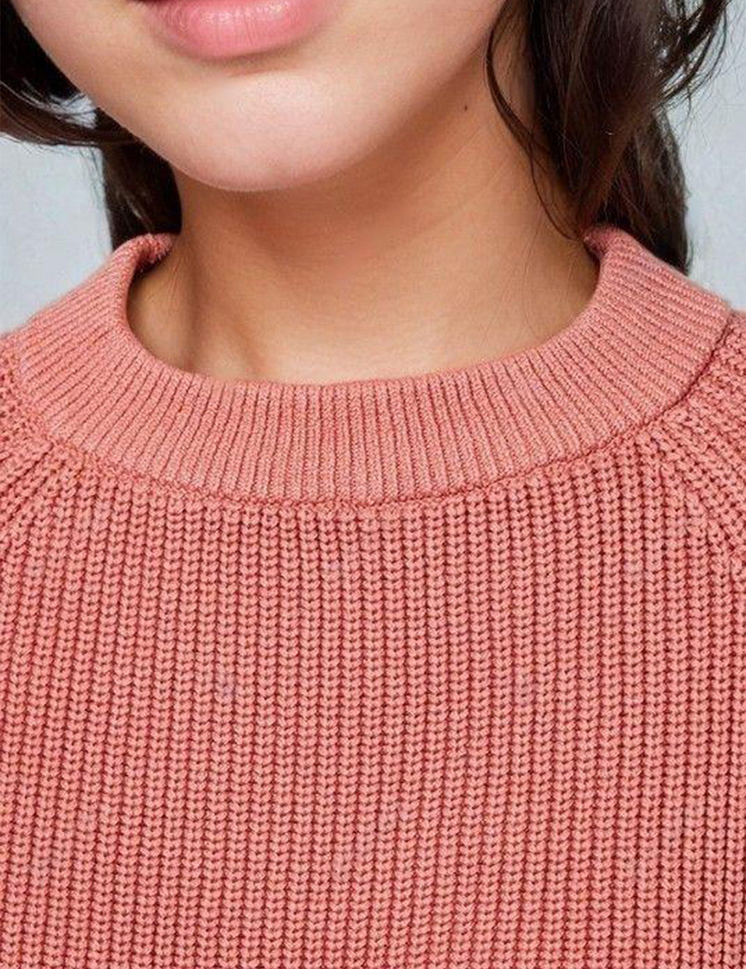 KOTTY Self Design Round Neck Casual Women Pink Sweater 