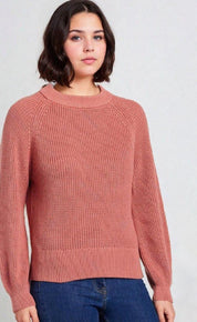 KOTTY Self Design Round Neck Casual Women Pink Sweater 