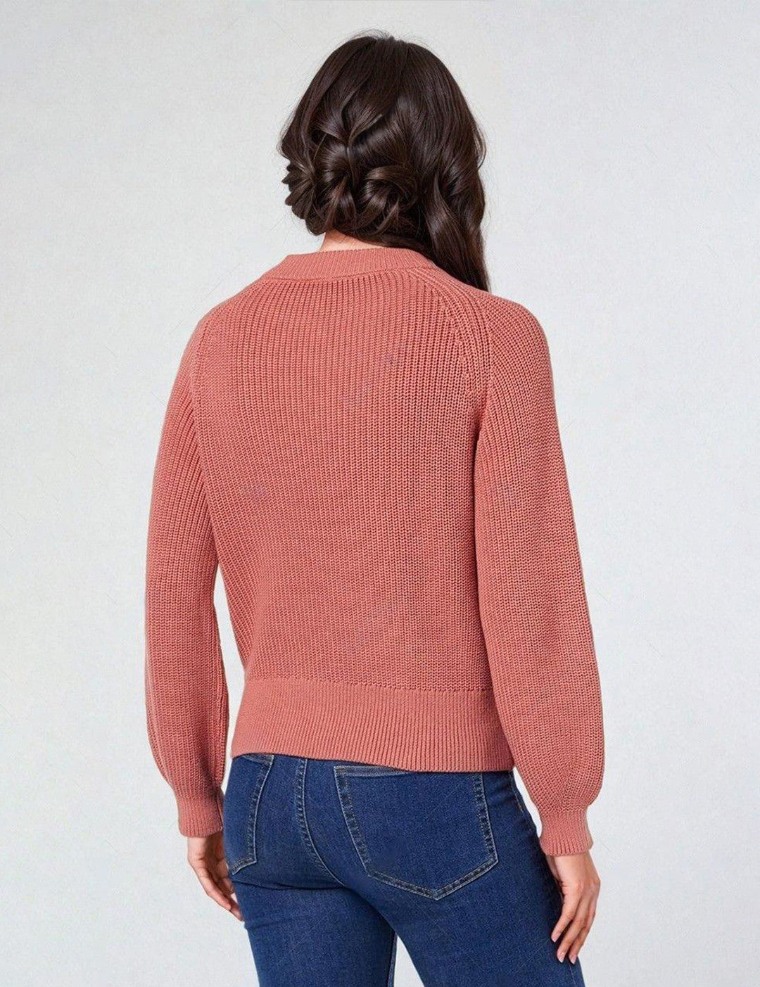 KOTTY Self Design Round Neck Casual Women Pink Sweater 