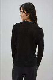 KOTTY Solid V Neck Casual Women Black Sweater 