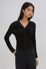 KOTTY Solid V Neck Casual Women Black Sweater 