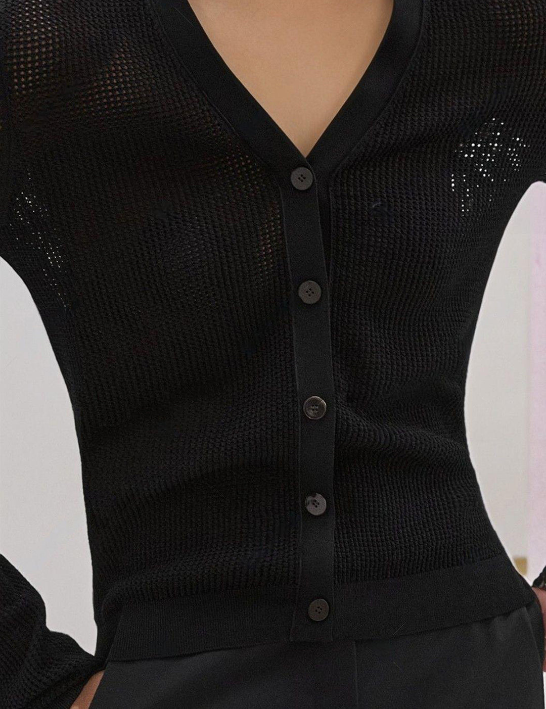 KOTTY Solid V Neck Casual Women Black Sweater 
