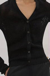 KOTTY Solid V Neck Casual Women Black Sweater 