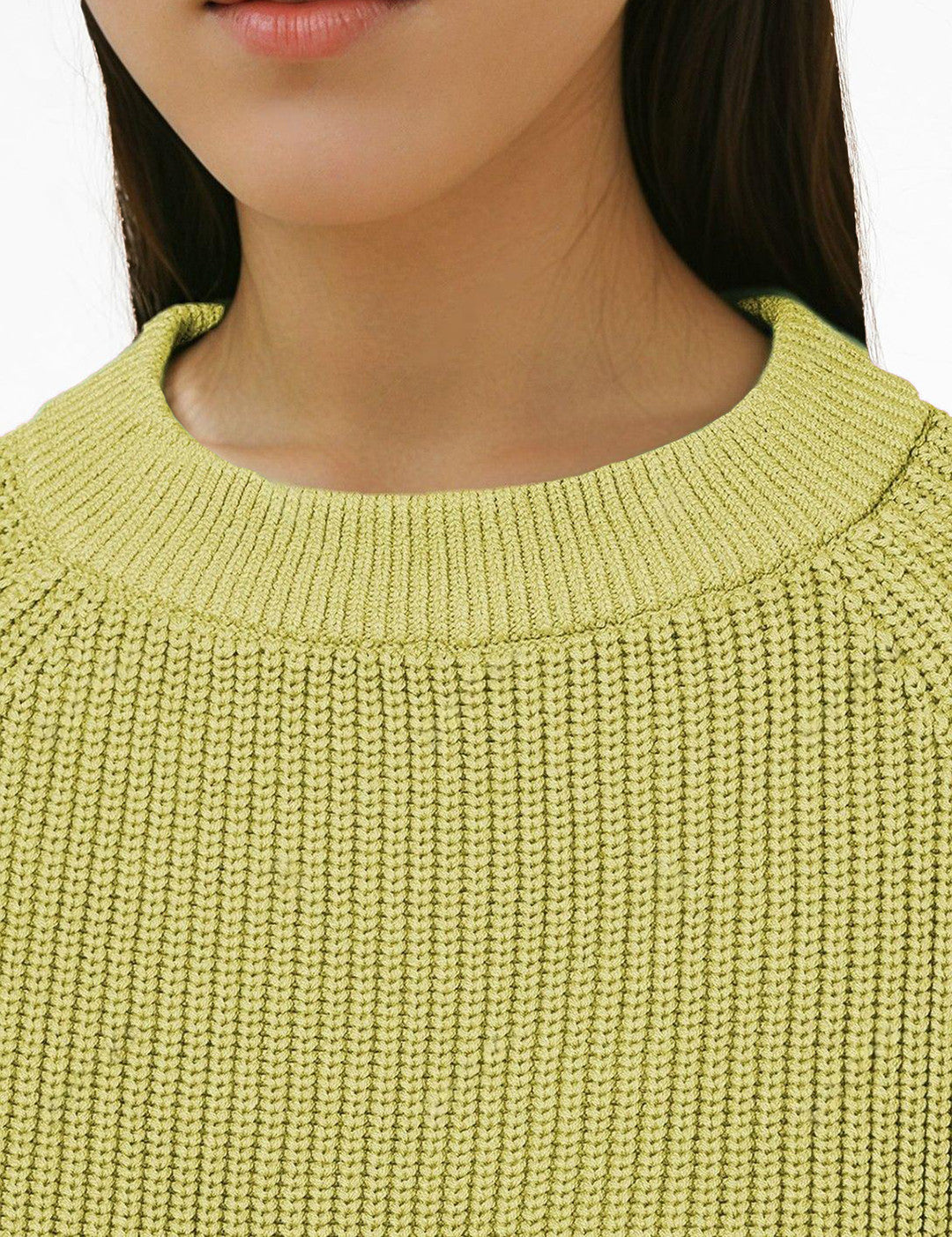 KOTTY Self Design High Neck Casual Women Green Sweater 