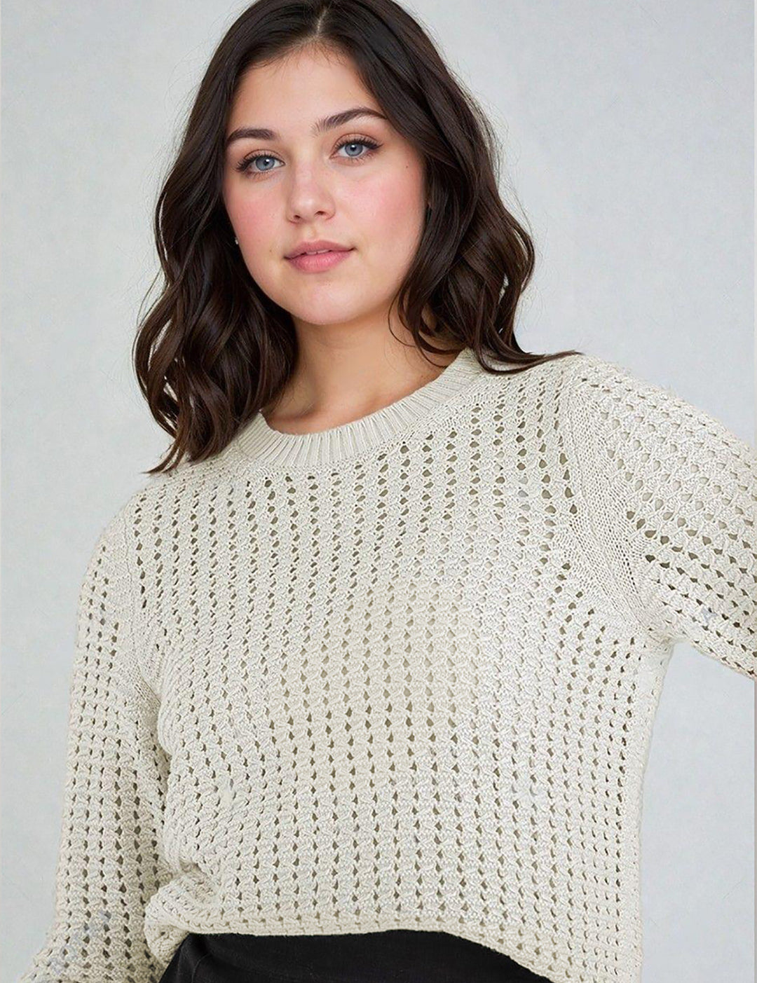 KOTTY Self Design High Neck Casual Women White Sweater 
