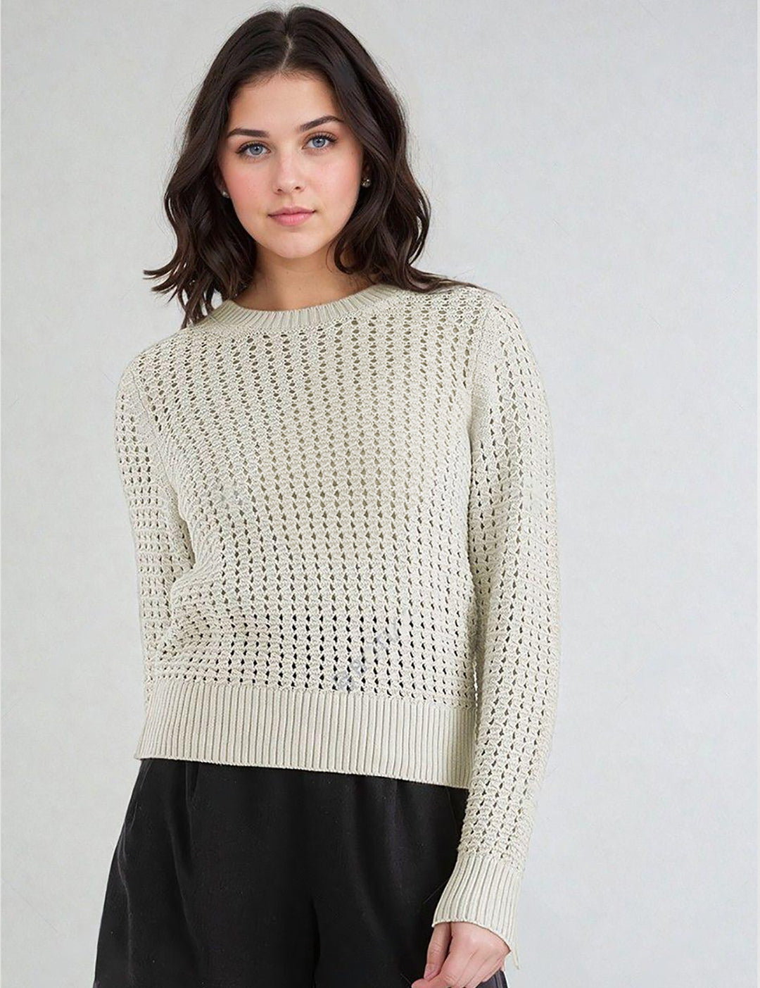 KOTTY Self Design High Neck Casual Women White Sweater 