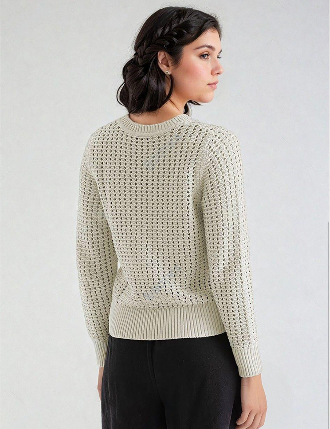 KOTTY Self Design High Neck Casual Women White Sweater 