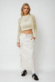 KOTTY Solid Round Neck Casual Women White Sweater 