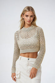 KOTTY Self Design High Neck Casual Women Beige Sweater 