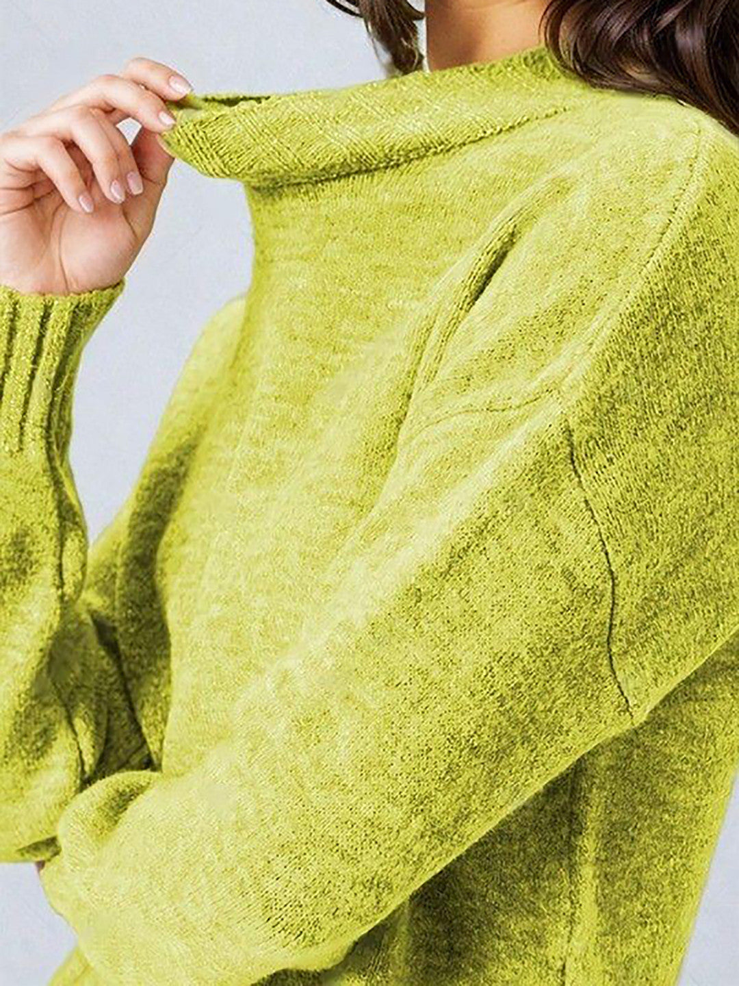 KOTTY Self Design Round Neck Casual Women Green Sweater 