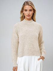 KOTTY Self Design Round Neck Casual Women Beige Sweater 
