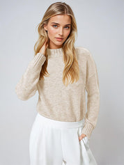 KOTTY Self Design Round Neck Casual Women Beige Sweater 