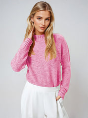 KOTTY Self Design Round Neck Casual Women Pink Sweater 