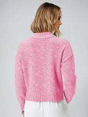 KOTTY Self Design Round Neck Casual Women Pink Sweater 