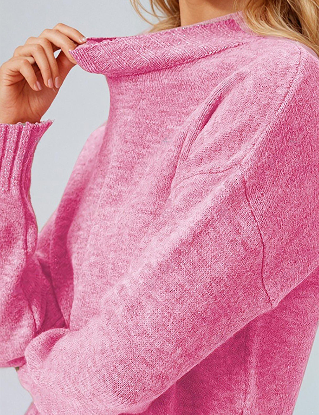 KOTTY Self Design Round Neck Casual Women Pink Sweater 