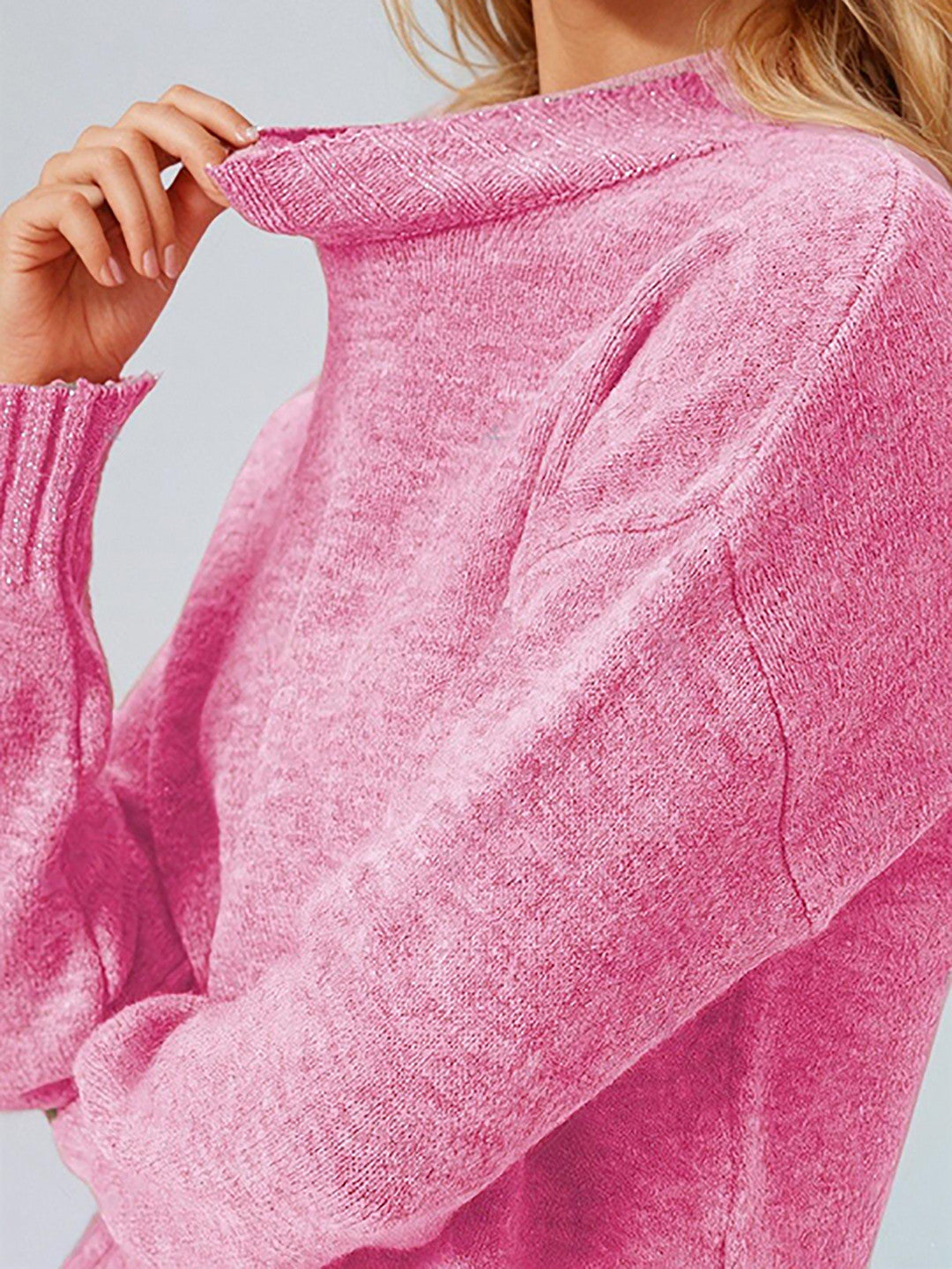 KOTTY Self Design Round Neck Casual Women Pink Sweater 