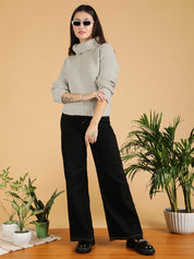 KOTTY Self Design Collared Neck Casual Women Beige Sweater 