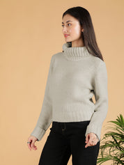 KOTTY Self Design Collared Neck Casual Women Beige Sweater 