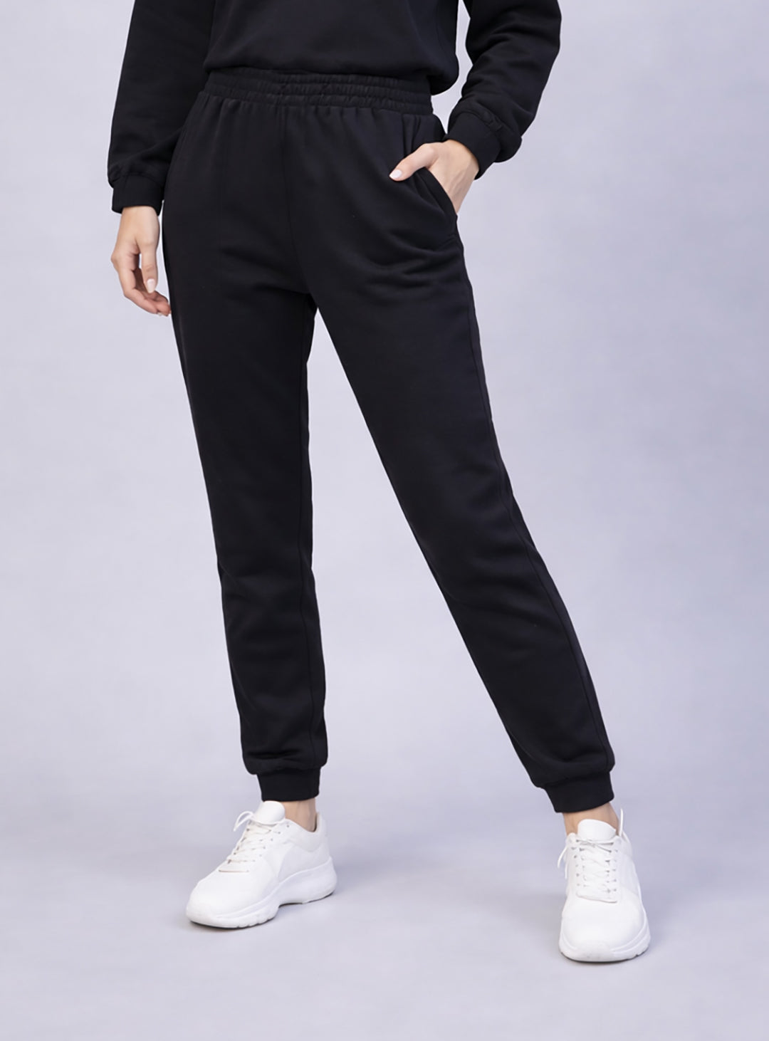 Women's Black Oversized Hoodie & Cargo Joggers Lounge Set