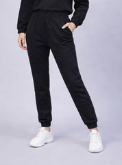 Women's Black Oversized Hoodie & Cargo Joggers Lounge Set