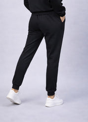 Women's Black Oversized Hoodie & Cargo Joggers Lounge Set