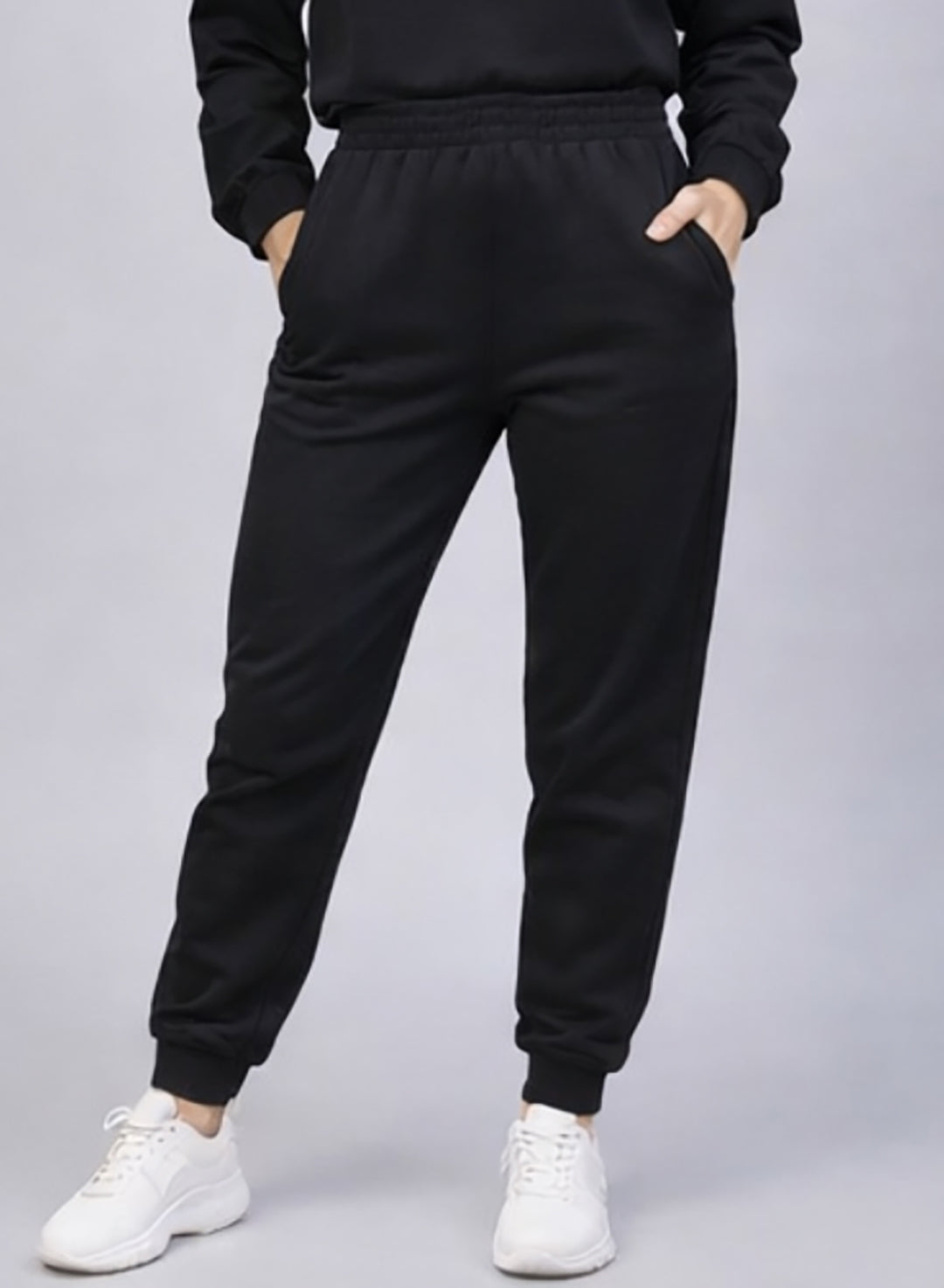 Women's Black Oversized Hoodie & Cargo Joggers Lounge Set