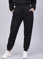 Women's Black Oversized Hoodie & Cargo Joggers Lounge Set