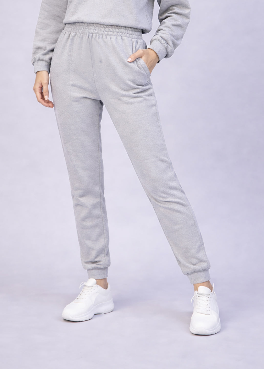 Women's Heather Grey Oversized Hoodie & Joggers Sweatsuit Set