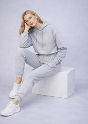 Women's Heather Grey Oversized Hoodie & Joggers Sweatsuit Set