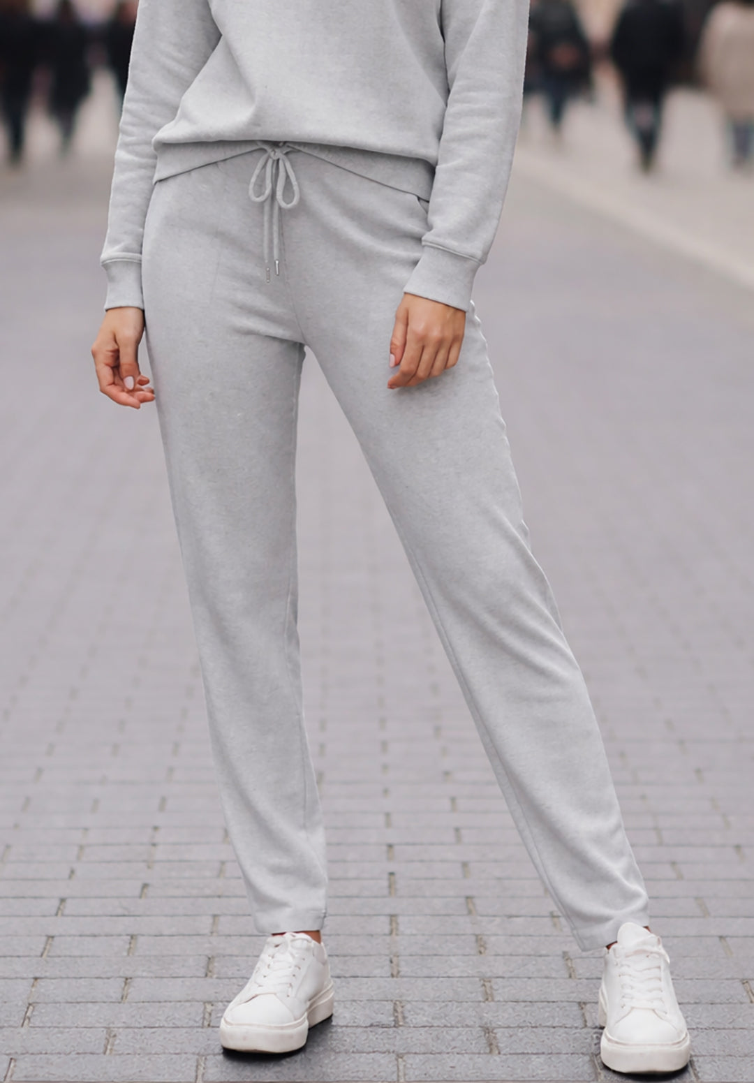 Women's Grey Drawstring Jogger Track Pants
