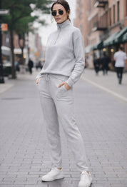 Women's Grey Drawstring Jogger Track Pants