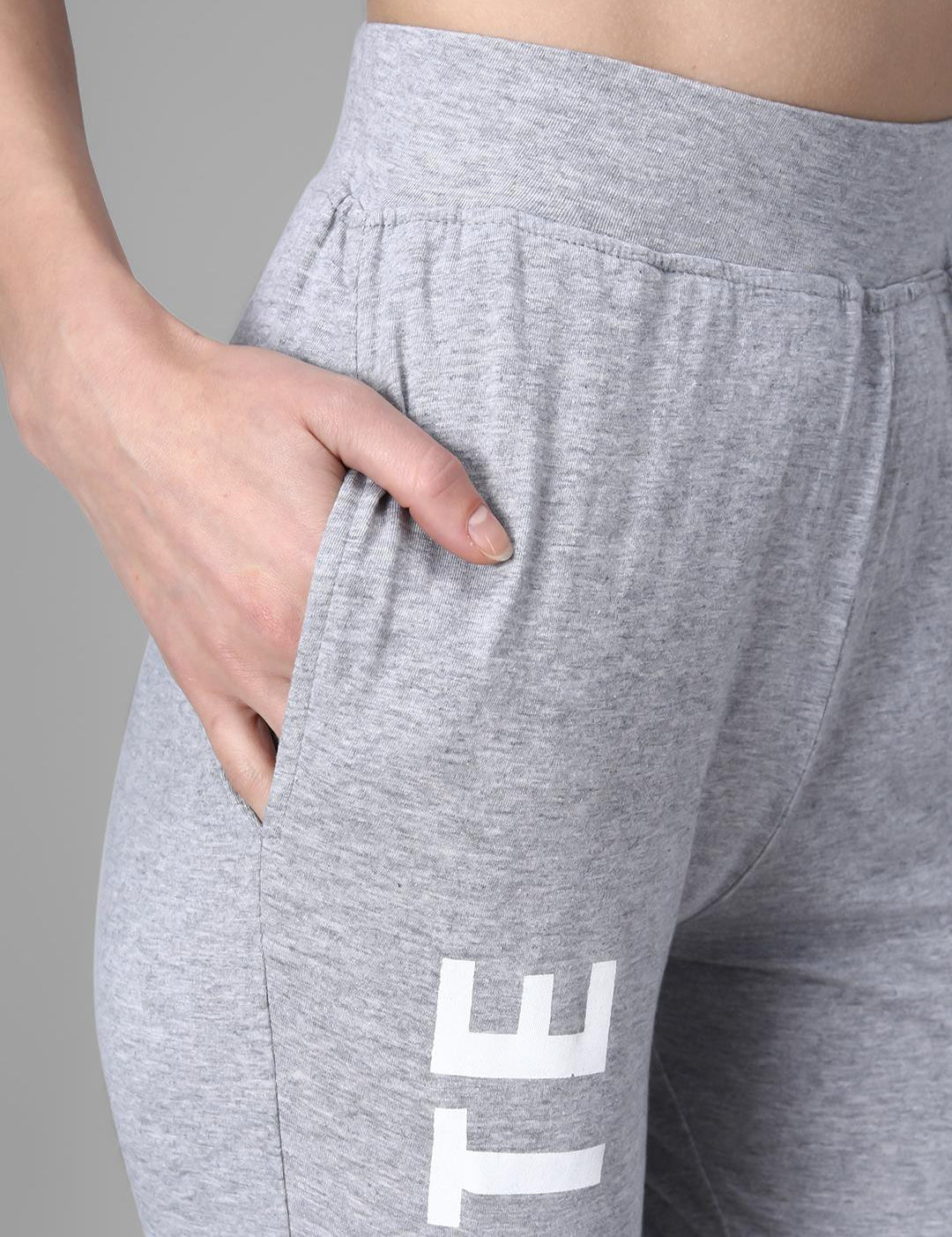 KOTTY Printed Women Grey Track Pants 