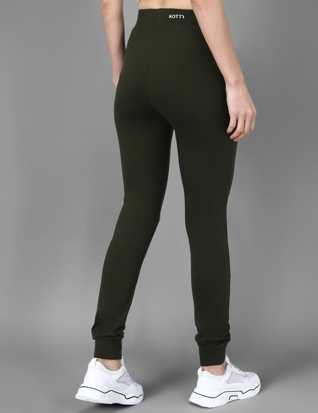 KOTTY Printed Women Olive Track Pants 